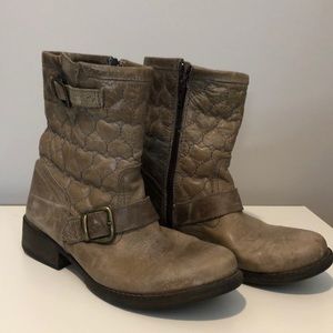 Betsey Johnson Heart Embroidered Moto Boots